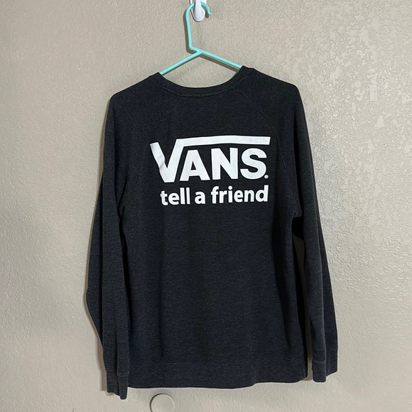 Vans charcoal gray crew neck sweat shirt tell friend VanDoren logo - Picture 1 of 4